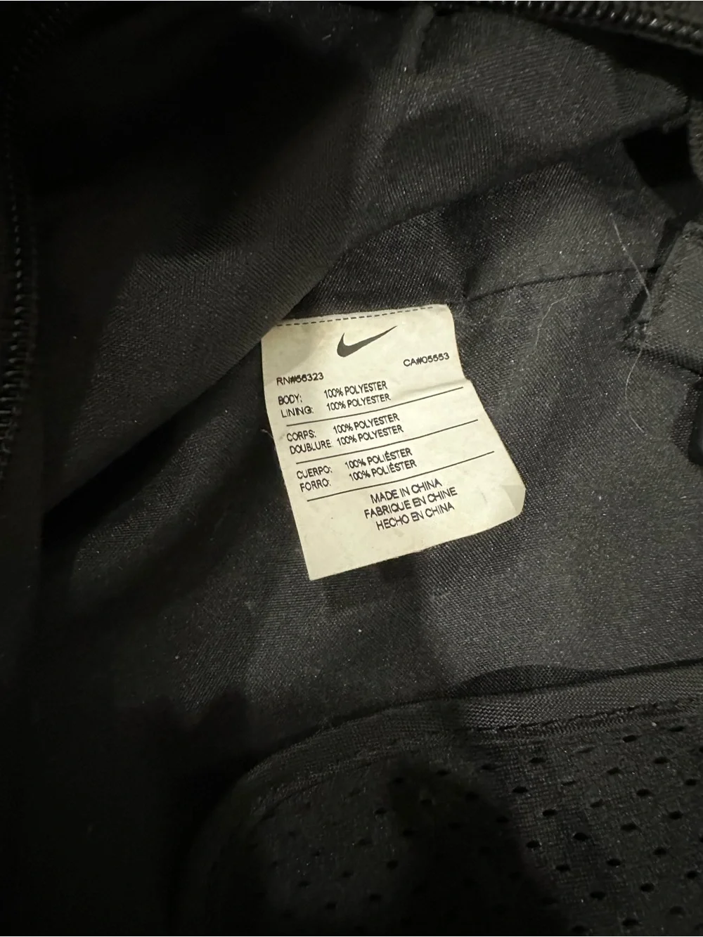 Nike Black Duffel Tote with Gray Diagonal-Striped Handles